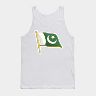 Pakistan flag Sticker design vector. Pakistan independence day 14th of august. Flag of the Republic of Pakistan in the wind on flagpole sticker design logo. Tank Top